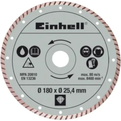 Einhell Diamanttrennscheibe 180 Mm X 25,4 Mm Turbo