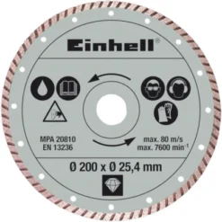 Einhell Diamanttrennscheibe 200 Mm X 25,4 Mm Turbo