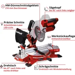 Einhell Power X-Change Akku-Kappsäge TE-MS 18/210 Li Solo -Heimwerkzeuge 4006825628074 2171 03