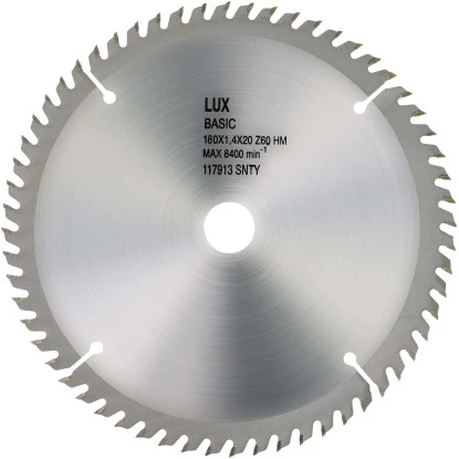 LUX HM-Kreissägeblatt Holz Ø 180 Mm 60 Zähne 1 LUX HM-Kreissägeblatt Holz Ø 180 Mm 60 Zähne