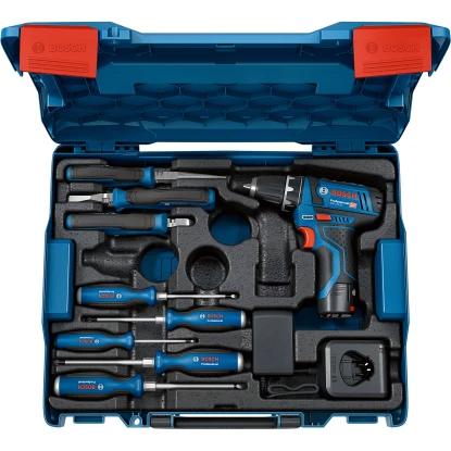 Bosch Professional Akku-Bohrschrauber GSR 12 V-15 Handwerkzeug-Set 2 Bosch Professional Akku-Bohrschrauber GSR 12 V-15 Handwerkzeug-Set – Bild 2