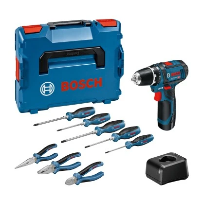 Bosch Professional Akku-Bohrschrauber GSR 12 V-15 Handwerkzeug-Set 1 Bosch Professional Akku-Bohrschrauber GSR 12 V-15 Handwerkzeug-Set