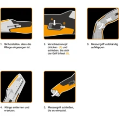 Fiskars Universalmesser CarbonMaxmit Einziehbarer Klinge -Heimwerkzeuge 995730 4905 05